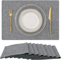Faux Cotton Linen Placemats Set of 8, Cloth Washable Farmhouse Dining Table Mats by homing