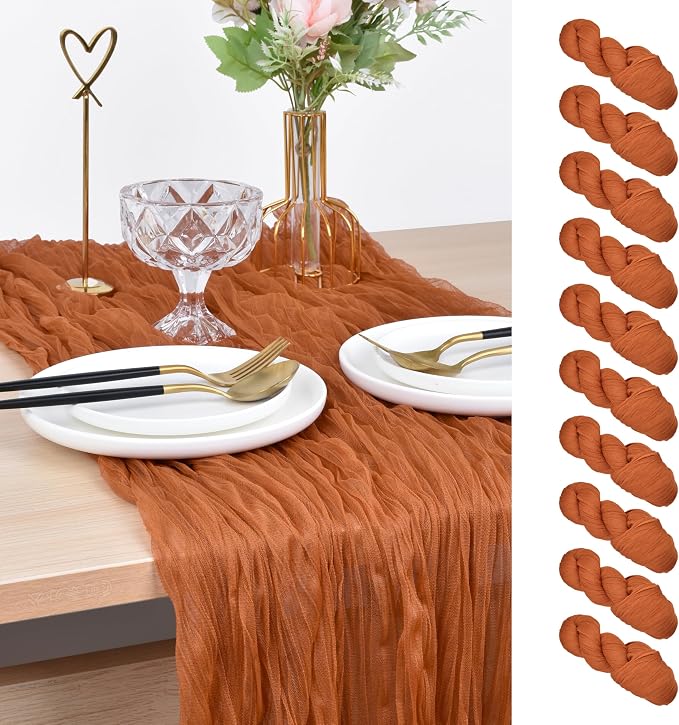 Rust Cheesecloth Table Runner Cheese Cloth Wedding Birthday Party Decor | 10Ft by Joanlody