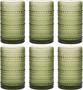 Moretoes 12 Oz Green Hobnail Drinking Glasses Set of 6, o Water Glass Cups | 12 by Moretoes