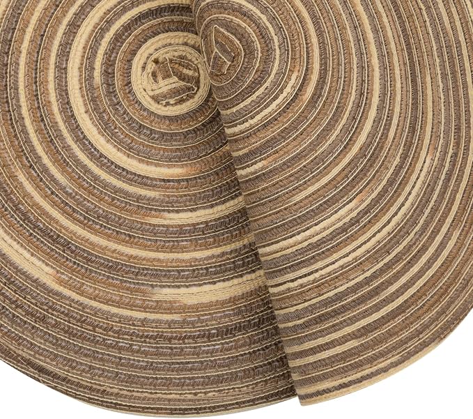 SHACOS Round Braided Placemats 15 inch Set of 4 Variegated Washable Kitchen - Image 3