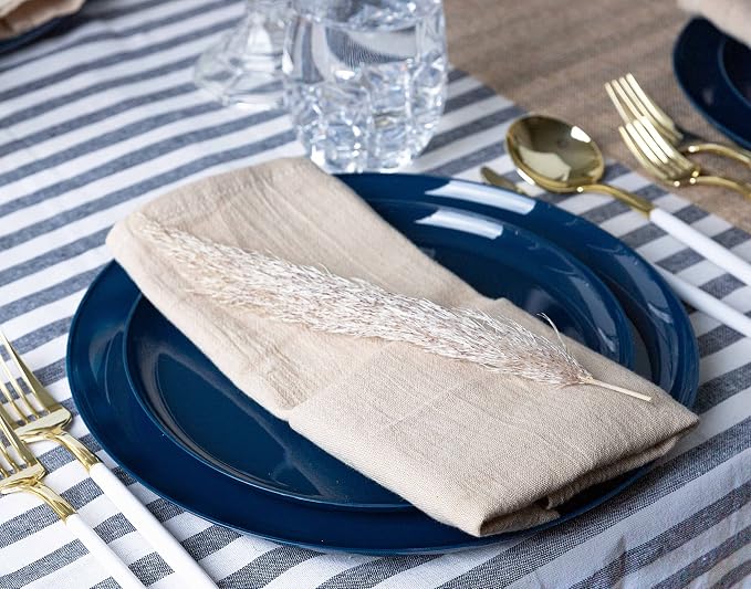 Dark Blue Plastic Party Plates Edge Collection Premium heavyweight Elegant - Image 9