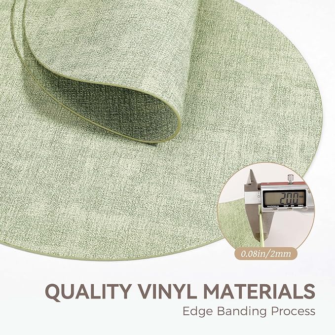 13" Round Placemats Set of 4, Reversible Faux Leather Heat Resistant Table Mats - Image 5