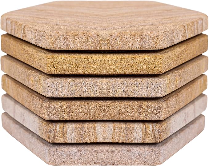 Sandstone Water Absorbent Hand Crafted Hexagon Coasters - Image 6