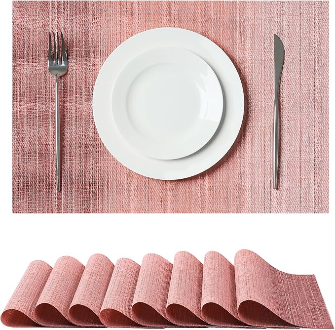 Leetaltree Gradient Pink Woven Placemats Set of 8 by Leetaltree-ArtatEveryTable