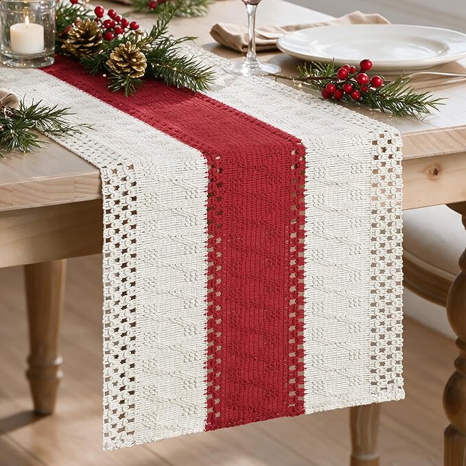 Artoid Mode Rose Red Farmhouse Rustic Table Runner 12x36 Inch | Seasonal by ArtoidMode
