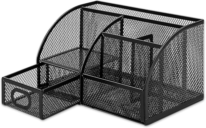 Amazon Basics Mesh Pen Holder and Desktop Desk Organizer, Office Caddy Storage - Image 3