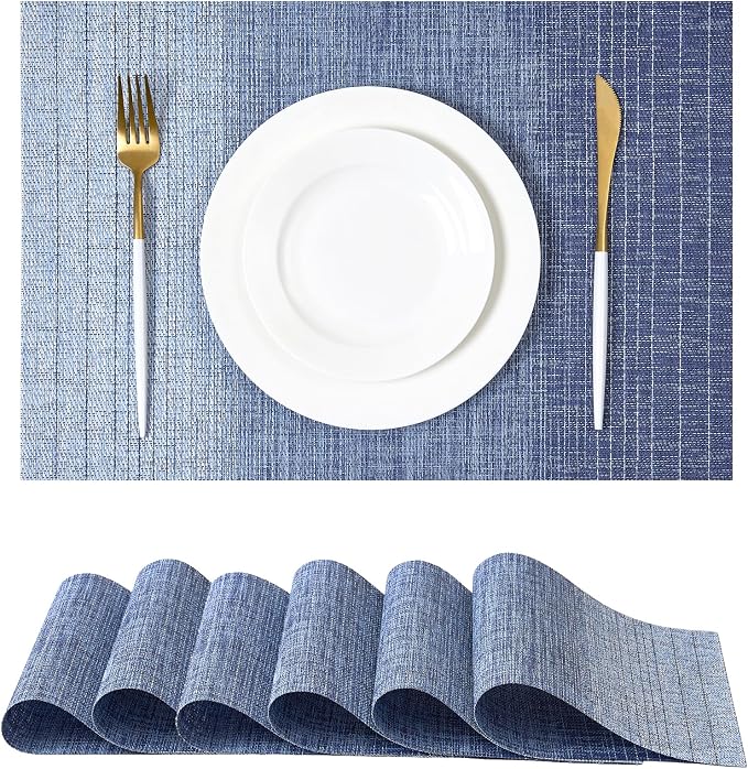Leetaltree Gradient Blue Woven Placemats Set of 6 by Leetaltree-ArtatEveryTable