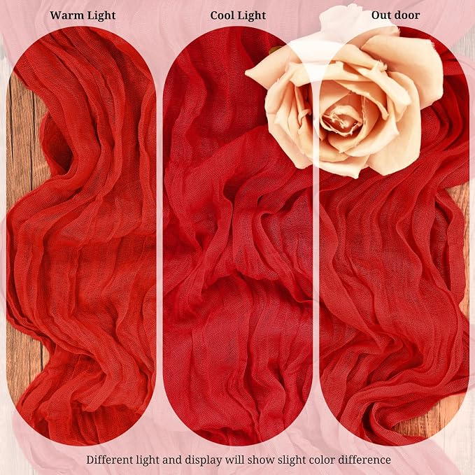 10 Pack Red Cheesecloth Table Runner 17x108 Inch Boho Gauze Cheese Cloth Table - Image 4