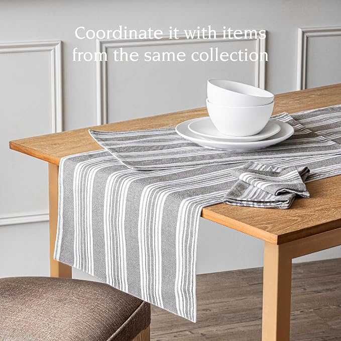 Over&Back 18x108 Woven Striped Table Runner - Image 3