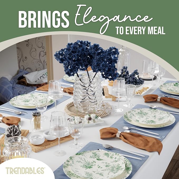 Trendables 40 Piece Plastic Disposable Plates Set - Image 6