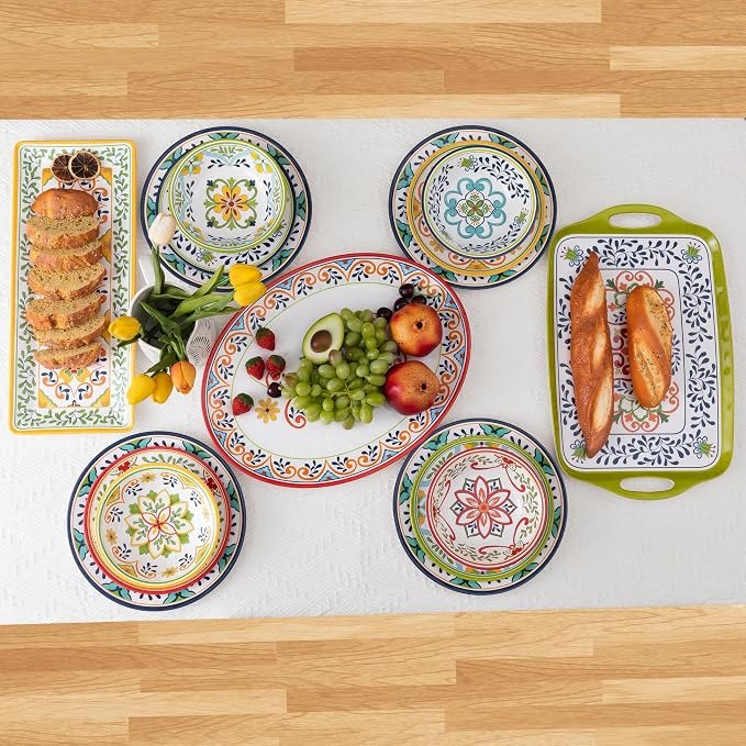 Large Serving Platter with Handles, 19”x12”Large Rectangular Melamine Serving - Image 5