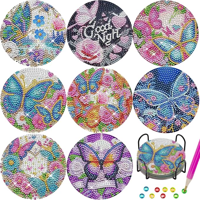 TDOOW Diamond Art Coasters 8 Pcs Diamond Painting Coasters Kits by TDOOW
