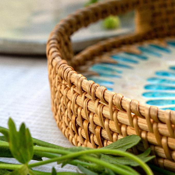 JUNGLE CULTURE Round Rattan Tray - Image 7