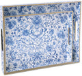 Serving Tray with Handles, 2 Pack Rectangular Plastic Tray 15.75x11.81 Inch by Origtray