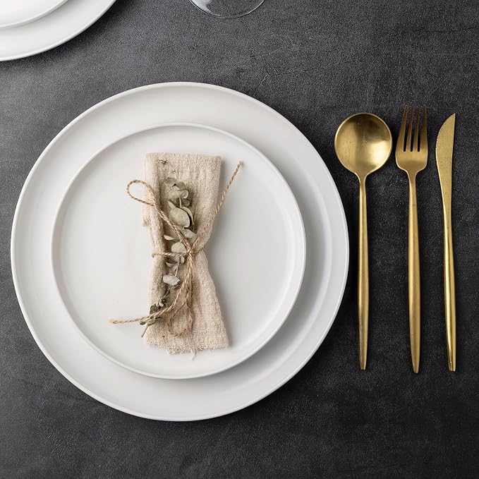 AmorArc Ceramic Dinner Plates Set of 6, 10.25 Inch Stoneware Dishes Set | Wavy - Image 4