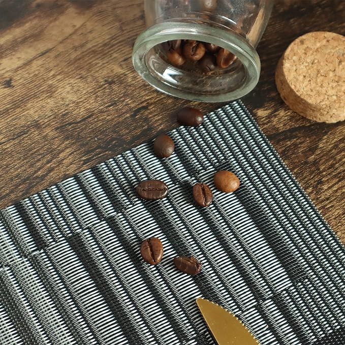 HeloHo Black Placemats Set of 4 Heat-Resistant Washable Place Mats Non-Slip - Image 3