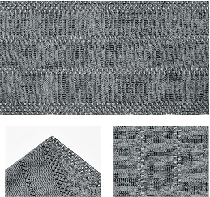 Artoid Mode Dark Grey Woven Farmhouse Hollow Table Runner 12x90 Inch | Holiday - Image 6