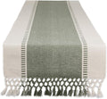 DII Dobby Stripe Table Runner, 13x72 Artichoke & Cream Background | Woven by DII