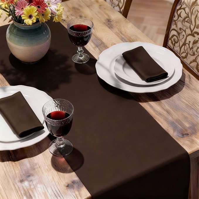 MEANMOY Brown Table Runner 36 Inches Long Waterproof Washable Table Runners | - Image 6