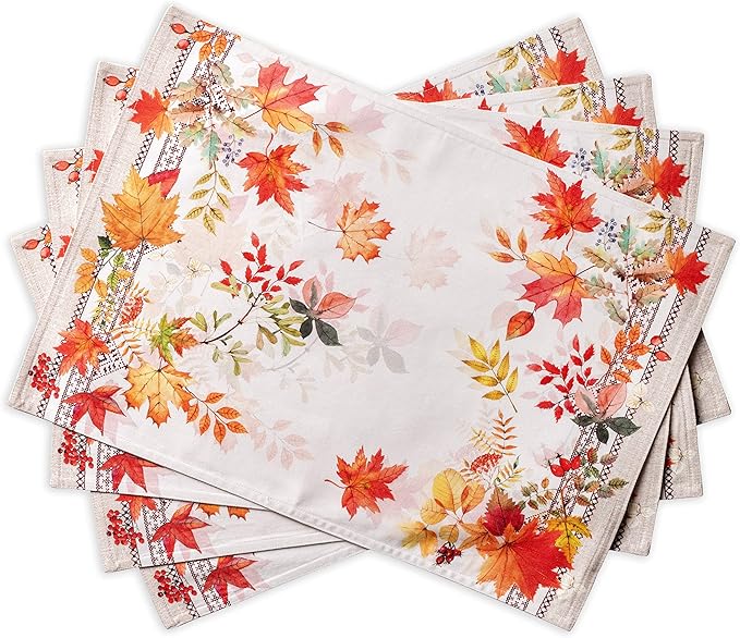 Maison d' Hermine Placemats Set of 4 Reusable 100% Cotton | Cloth Place Mats by MaisondHermine