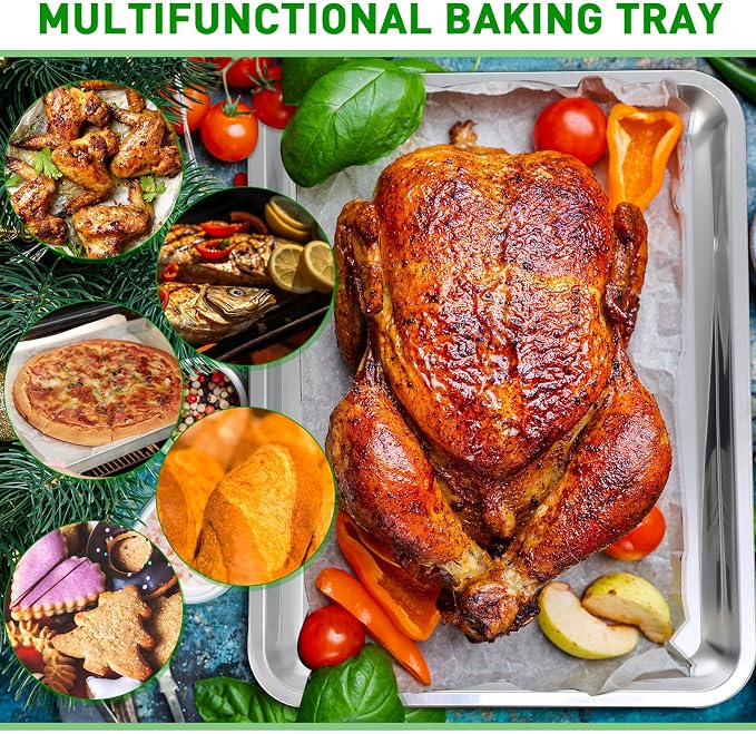 Funnymoom 12 Pack Stainless Baking Sheet Cookie Pans 18 x 13 x 0.8 Inch Metal - Image 4