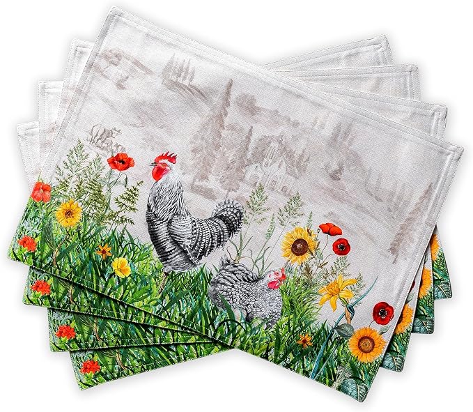Maison d' Hermine Placemats Set of 4 Reusable 100% Cotton | Cloth Place Mats by MaisondHermine