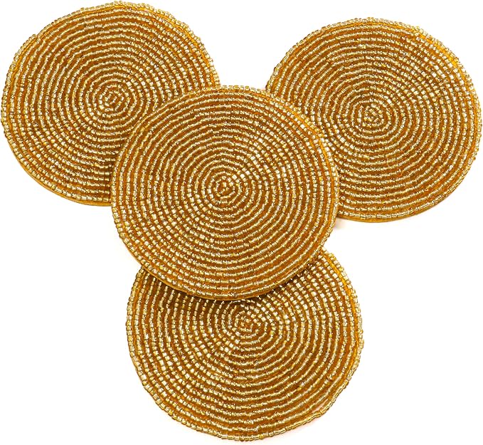 Handmade Beaded Bar Drink Tabletop Protection Coasters - Image 6