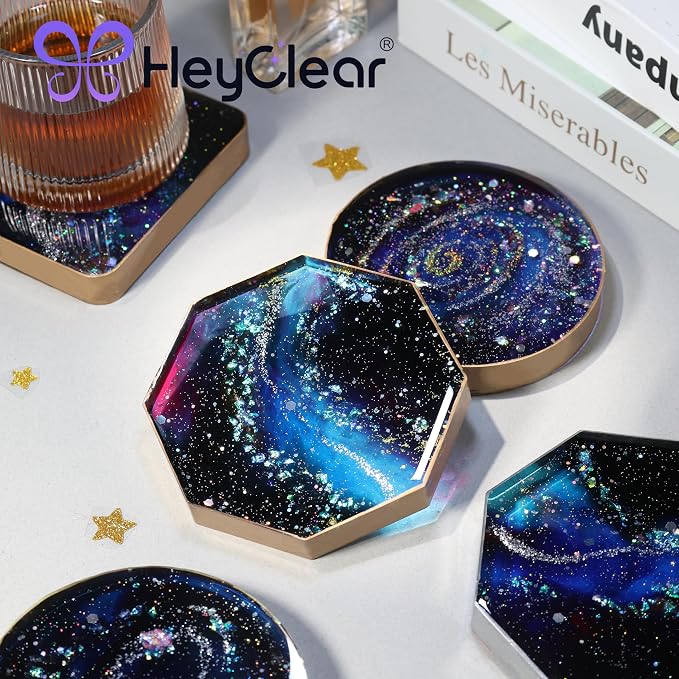 HeyClear Coaster Resin Molds Silicone, 6-Cavity Octagon Epoxy Resin Mold | - Image 6