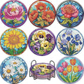 8 Pack Flower Diamond Art Coasters Kits-Diamond Painting Coasters Kit | 5D by VIGEGU