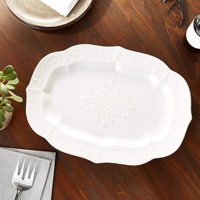 Lenox French Perle White Large Stoneware Serving Platter | dishwasher safe - Image 5