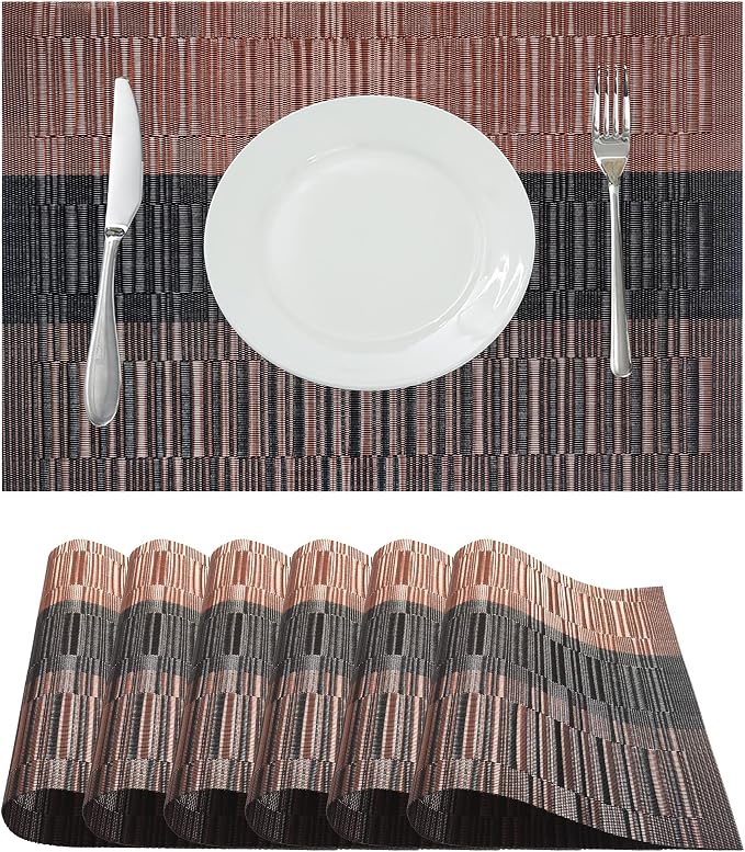 Table Placemats Dining Table Place Mats Set of 6 Heat Resistant Insulation by Yiaizhuo