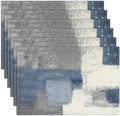 Emvency Farmhouse Placemats Set of 6, 12x18 Inch, Geometric Abstract Blue | by Emvency