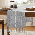 Hemstitched Farmhouse Table Runner, Charcoal 13x60 Inch, Cotton Linen Table by Unknown