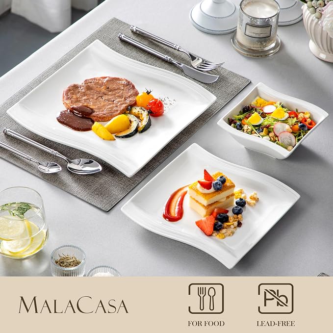 MALACASA Ivory White Dinnerware Set, 12 Pieces - Image 3