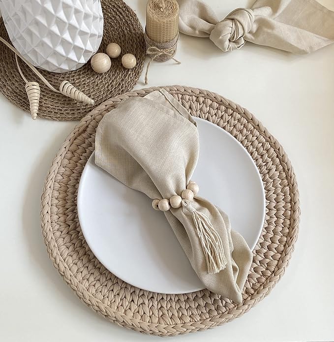 Handmade Napkin Ring with Wood Beads & Jute Twine - Image 8