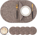Homaxy Round Faux Leather Placemats and Coasters, Dark Brown | Washable by Homaxy