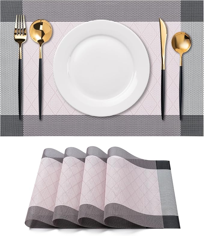 Placemats Set of 4 Washable Indoor | Outdoor Vinyl Place Mats by CADONO