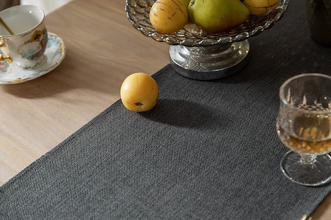 Graphite Grey Table Runners 90 Inches Long, Burlap Linen Style Rustic Farmhouse - Image 5