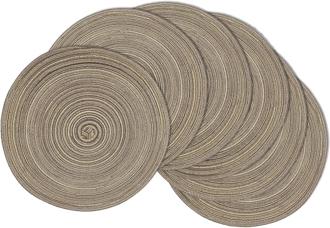 MIAOMIAO Round Placemats Set of 6 Woven Braided Place Mats | 14.5 Inch Cotton by Unknown