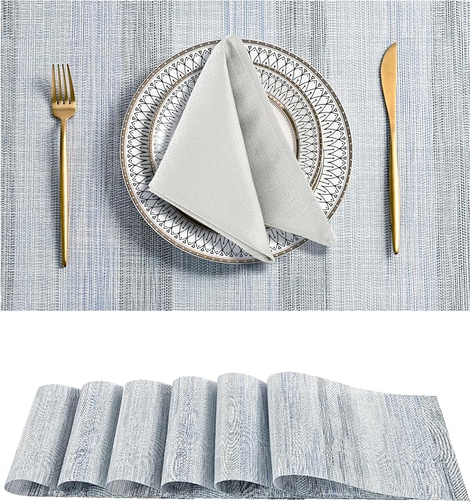 Leetaltree LightSteel Blue Placemats Set of 6 by Leetaltree-ArtatEveryTable