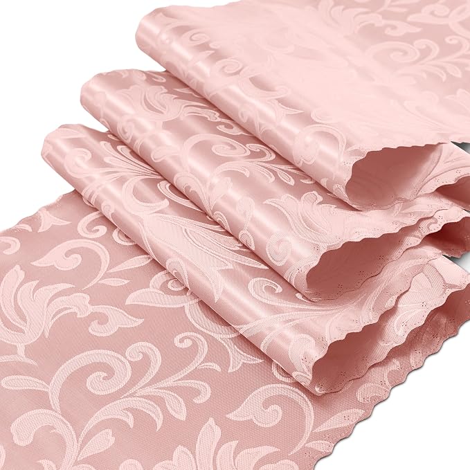 RUDONG M 12 Pack Rose Gold Satin Table Runners 12 x 108 Inch | Long Silky Damask - Image 7