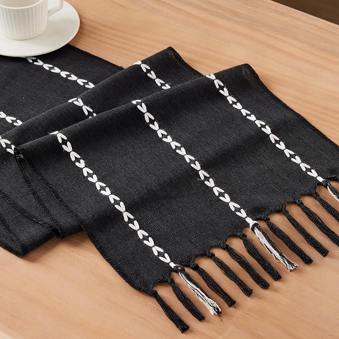 Braided Farmhouse Table Runner, Braided Black 13x36 Inch, Cotton Linen Table - Image 7