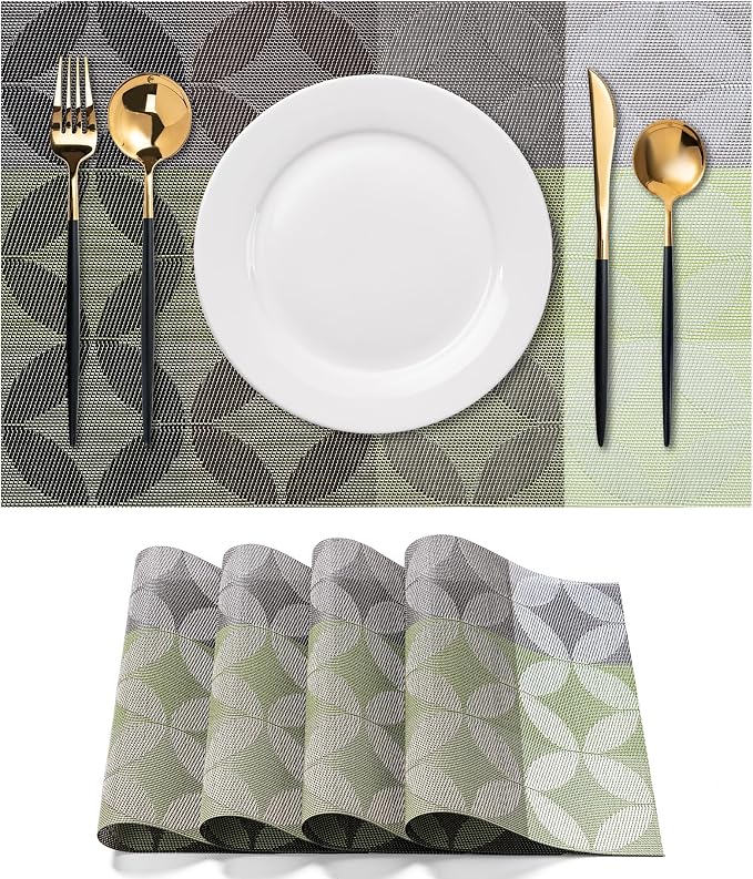 Placemats Set of 4 Washable Indoor | Outdoor Vinyl Place Mats by CADONO