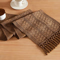 Macrame Style Boho Table Runner, 12x90 Inch Caramel | Woven Boho Table Runner by ZEEMARTONLINE