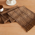 Macrame Style Boho Table Runner, 12x48 Inch Caramel | Woven Boho Table Runner by ZEEMARTONLINE