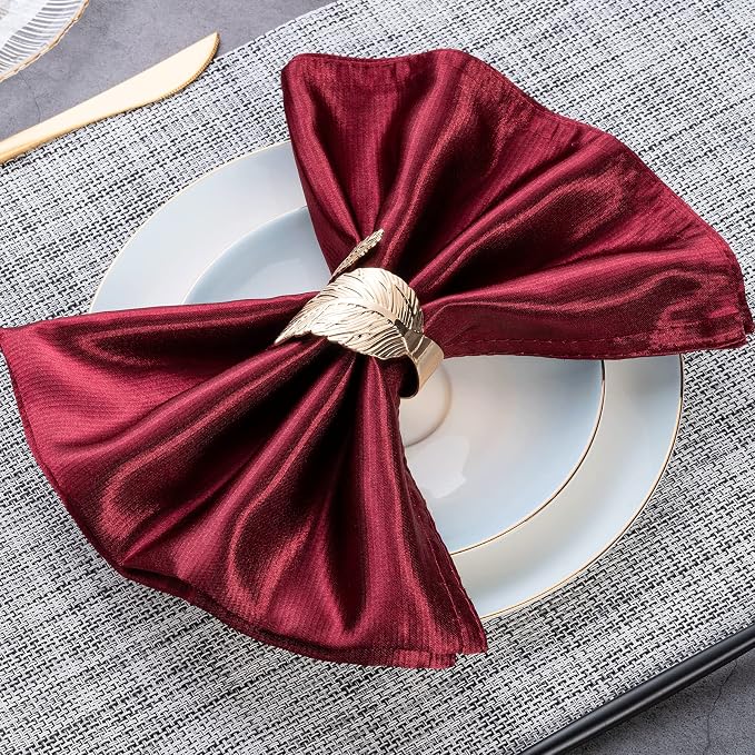 Gold Leaf Napkin Rings Set of 8, Metal Material - Image 5