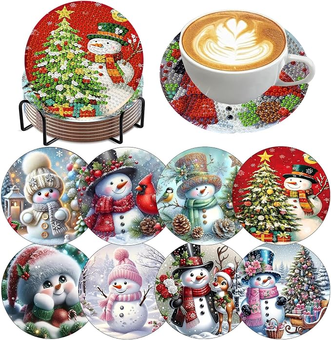 Ekuxom 8 PCS Christmas Diamond Art Coasters by Ekuxom
