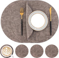 Homaxy Round Faux Leather Placemats and Coasters, Dark Brown | Washable by Homaxy