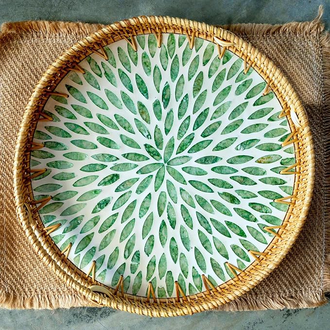 JUNGLE CULTURE Round Rattan Tray - Image 7