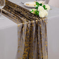Snowkingdom 6 Pcs Black & Gold Cheesecloth Table Runner 10 FT, Sheer Chiffon by Snowkingdom